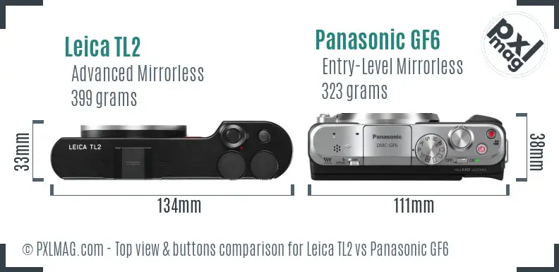 Leica TL2 vs Panasonic GF6 top view buttons comparison