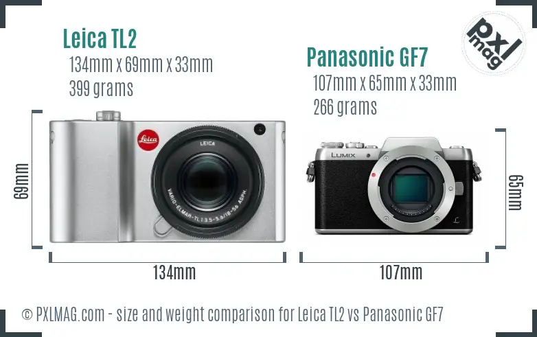 Leica TL2 vs Panasonic GF7 size comparison Leica TL2 vs Panasonic GF7 size comparison