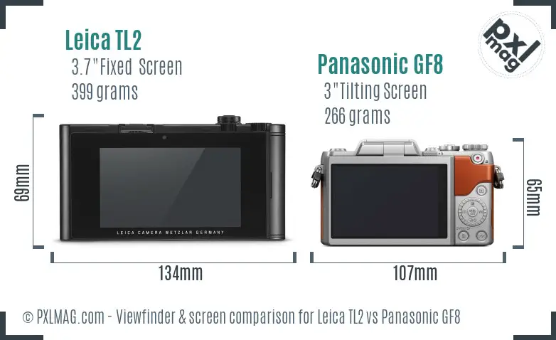 Leica TL2 vs Panasonic GF8 Screen and Viewfinder comparison
