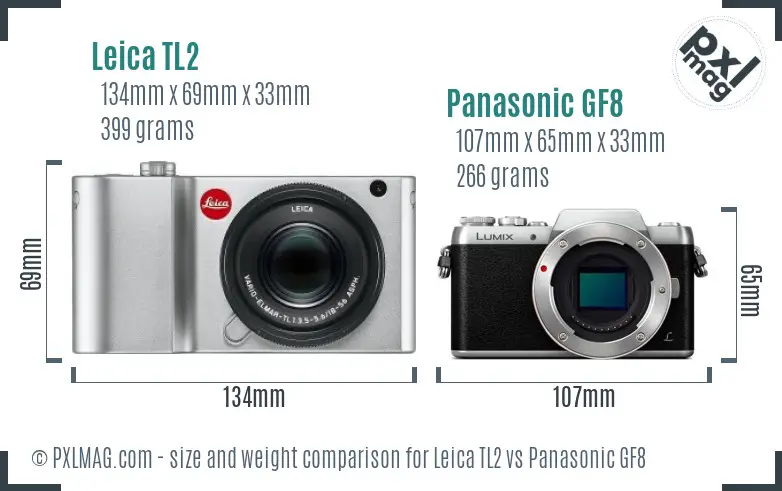 Leica TL2 vs Panasonic GF8 size comparison