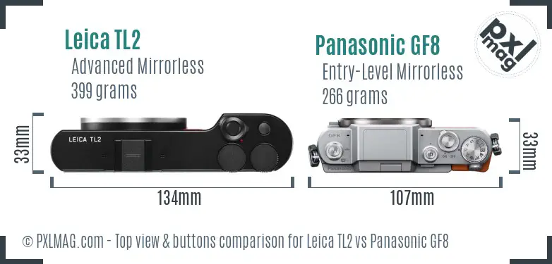 Leica TL2 vs Panasonic GF8 top view buttons comparison