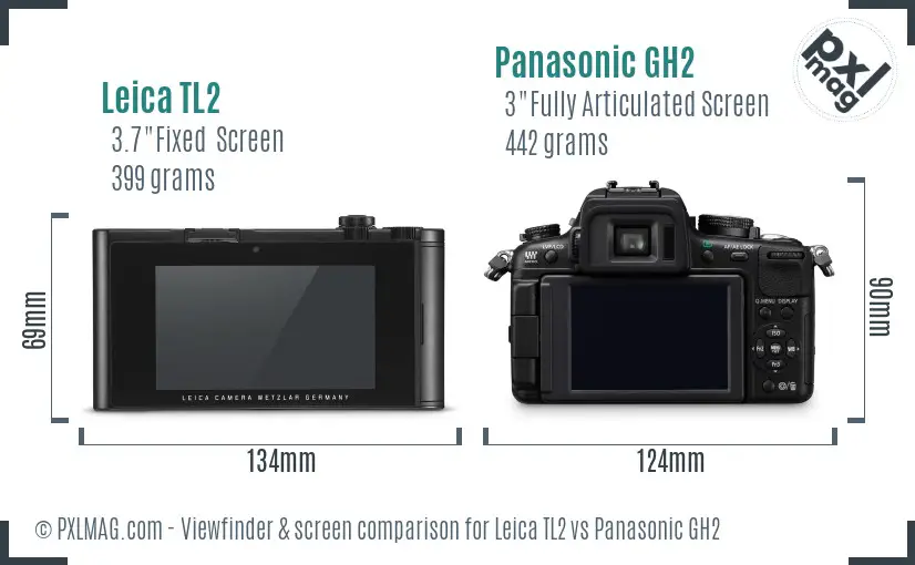 Leica TL2 vs Panasonic GH2 Screen and Viewfinder comparison