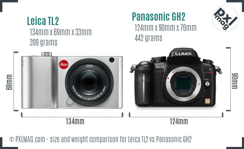 Leica TL2 vs Panasonic GH2 size comparison