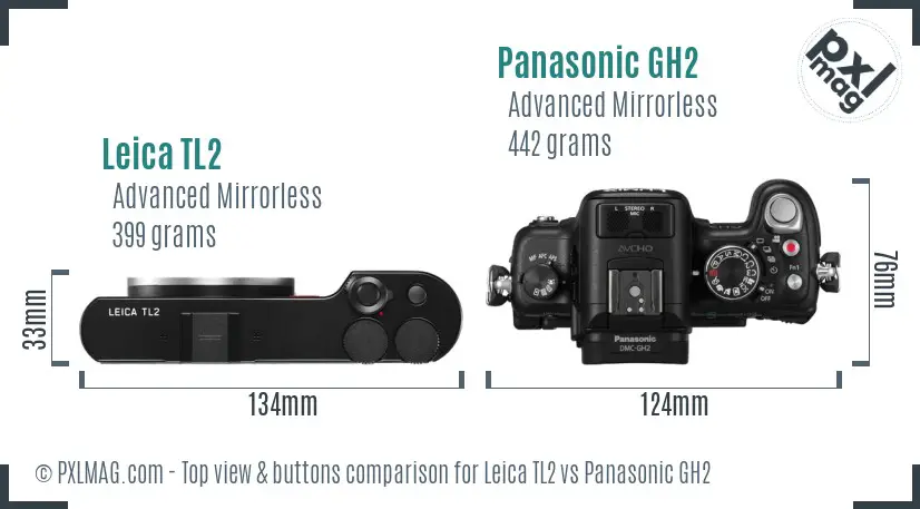 Leica TL2 vs Panasonic GH2 top view buttons comparison