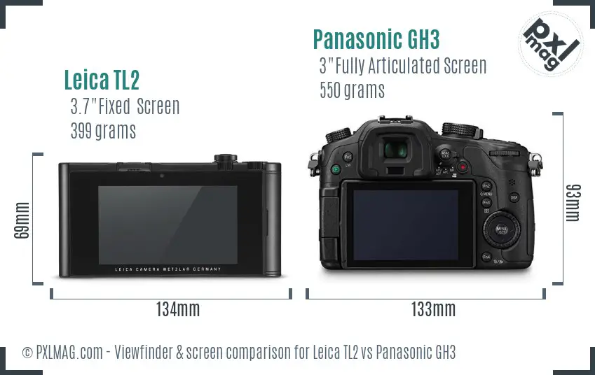 Leica TL2 vs Panasonic GH3 Screen and Viewfinder comparison