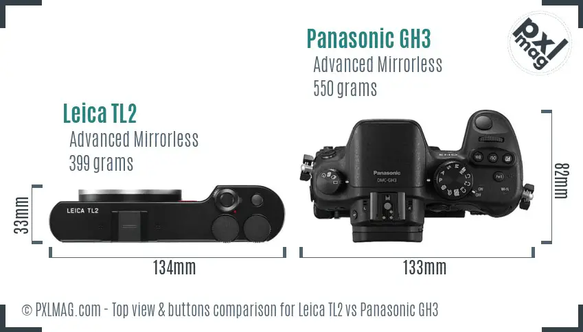 Leica TL2 vs Panasonic GH3 top view buttons comparison
