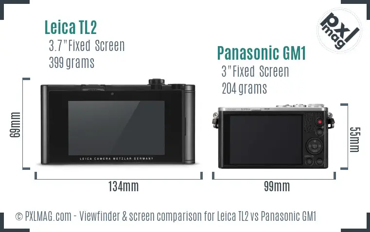 Leica TL2 vs Panasonic GM1 Screen and Viewfinder comparison