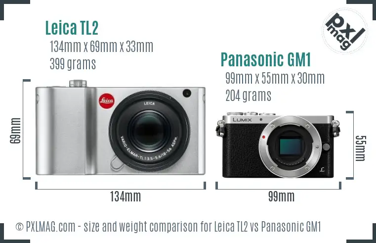 Leica TL2 vs Panasonic GM1 size comparison