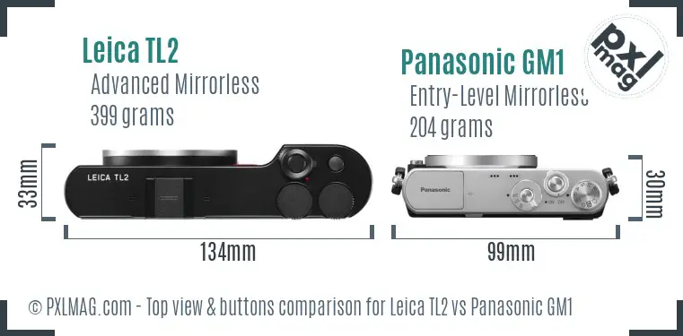 Leica TL2 vs Panasonic GM1 top view buttons comparison