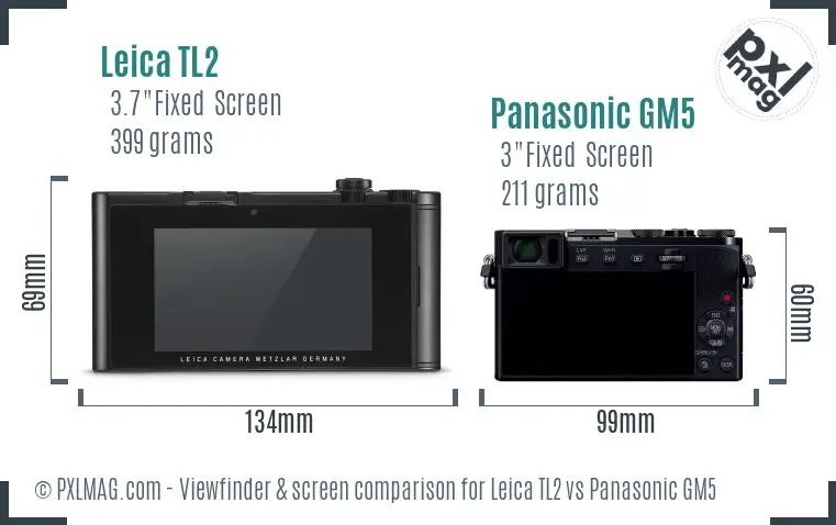 Leica TL2 vs Panasonic GM5 Screen and Viewfinder comparison