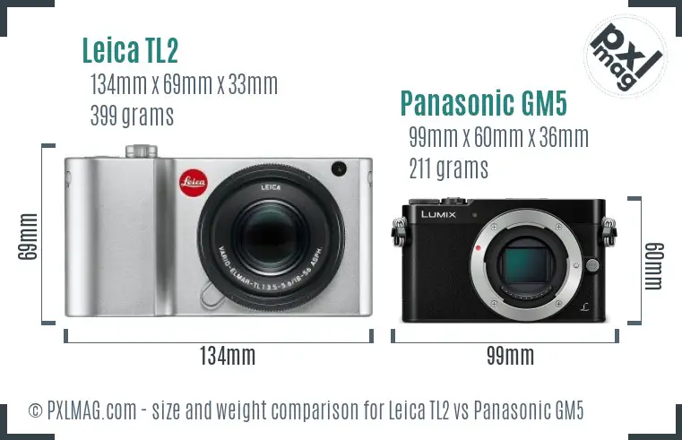 Leica TL2 vs Panasonic GM5 size comparison