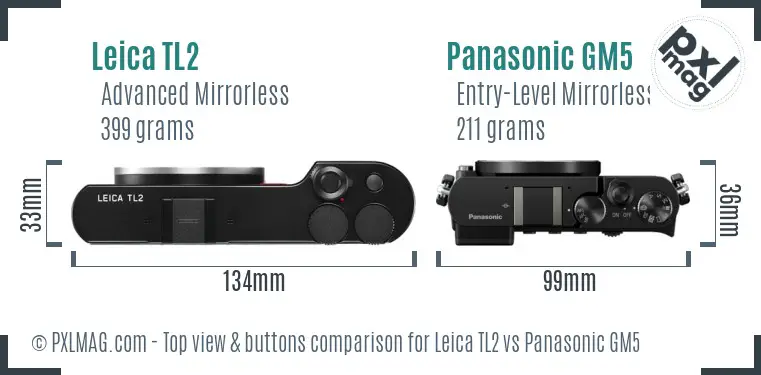Leica TL2 vs Panasonic GM5 top view buttons comparison