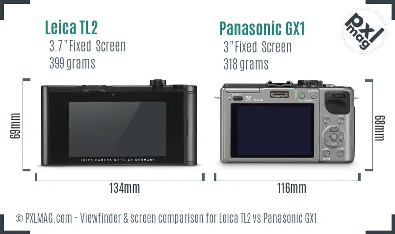 Leica TL2 vs Panasonic GX1 Screen and Viewfinder comparison
