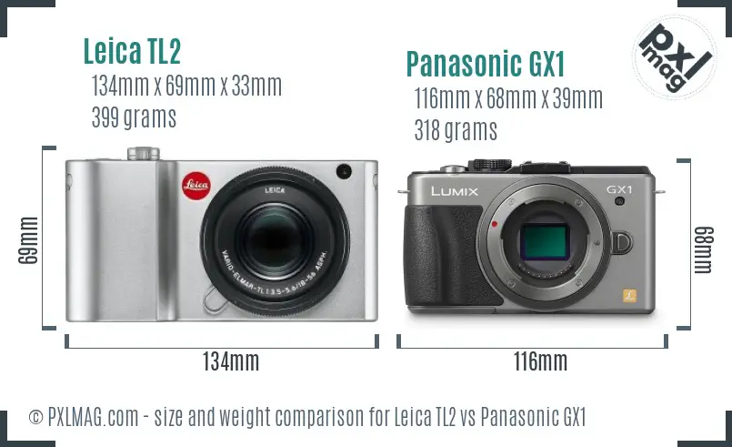 Leica TL2 vs Panasonic GX1 size comparison