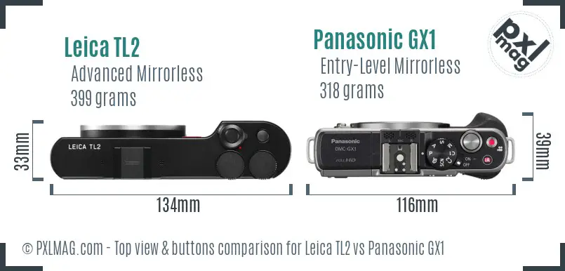 Leica TL2 vs Panasonic GX1 top view buttons comparison