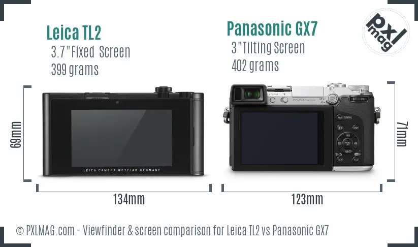 Leica TL2 vs Panasonic GX7 Screen and Viewfinder comparison