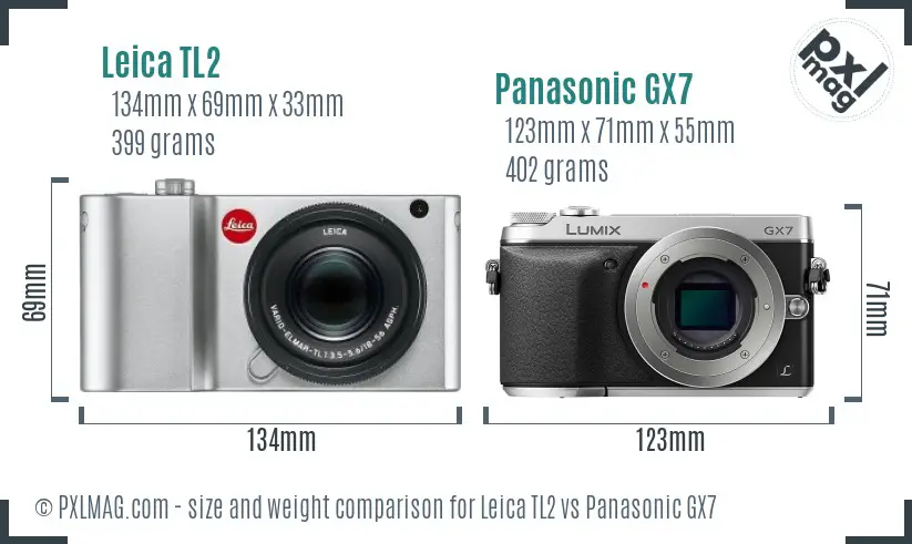 Leica TL2 vs Panasonic GX7 size comparison