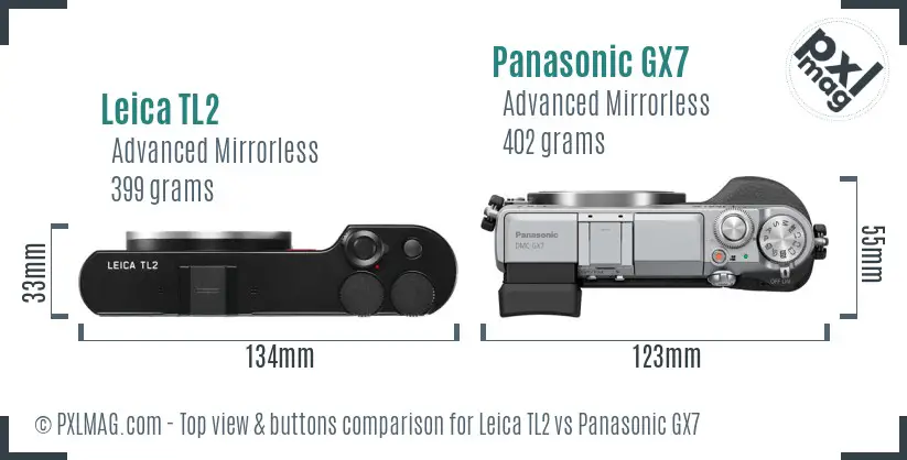 Leica TL2 vs Panasonic GX7 top view buttons comparison