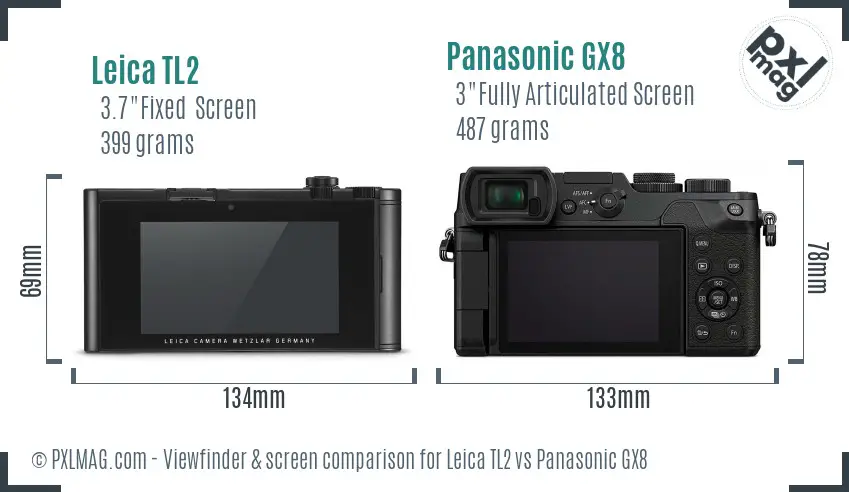 Leica TL2 vs Panasonic GX8 Screen and Viewfinder comparison