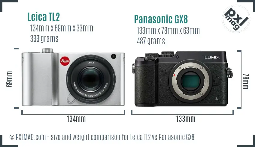 Leica TL2 vs Panasonic GX8 size comparison