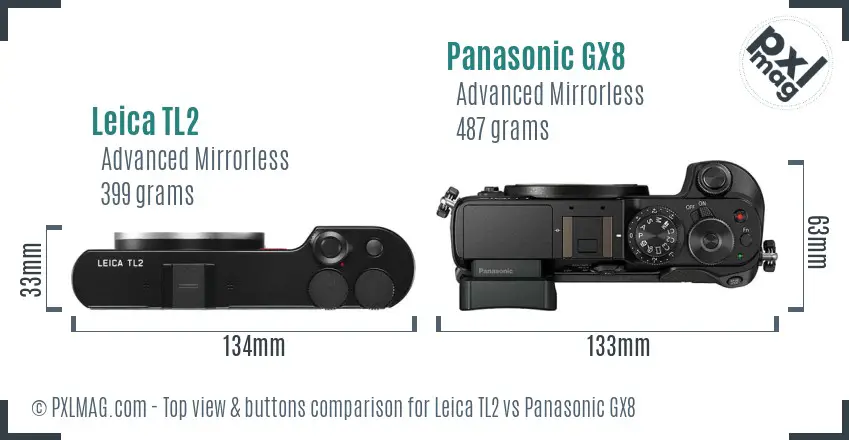 Leica TL2 vs Panasonic GX8 top view buttons comparison