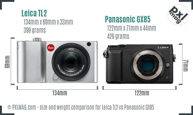 Leica TL2 vs Panasonic GX85 size comparison