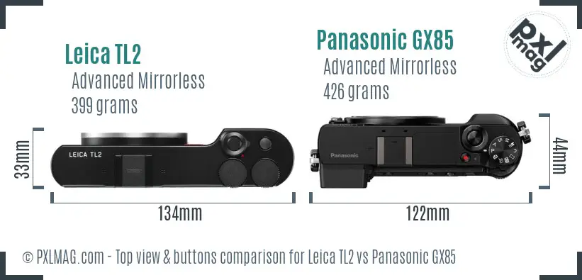 Leica TL2 vs Panasonic GX85 top view buttons comparison
