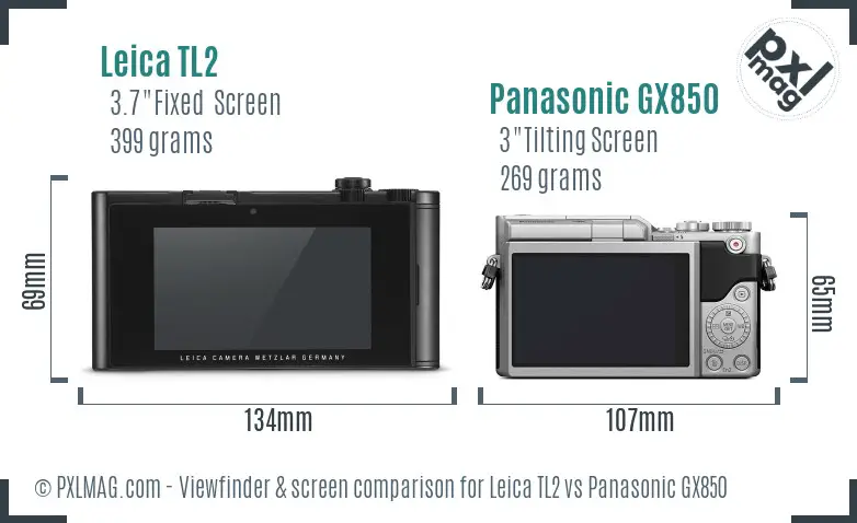 Leica TL2 vs Panasonic GX850 Screen and Viewfinder comparison