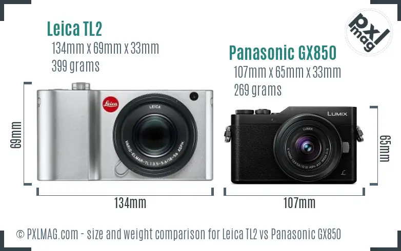 Leica TL2 vs Panasonic GX850 size comparison