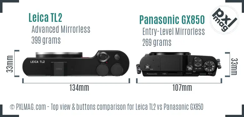 Leica TL2 vs Panasonic GX850 top view buttons comparison
