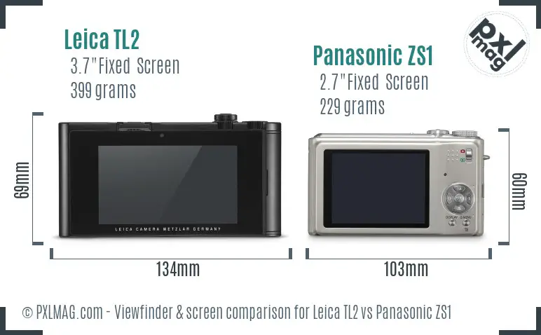 Leica TL2 vs Panasonic ZS1 Screen and Viewfinder comparison