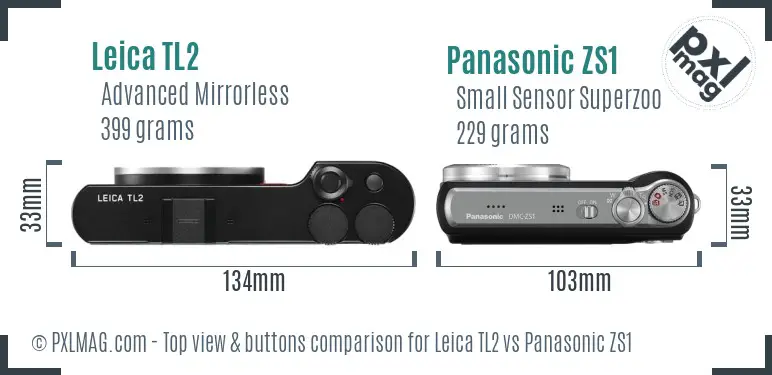 Leica TL2 vs Panasonic ZS1 top view buttons comparison