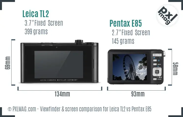 Leica TL2 vs Pentax E85 Screen and Viewfinder comparison