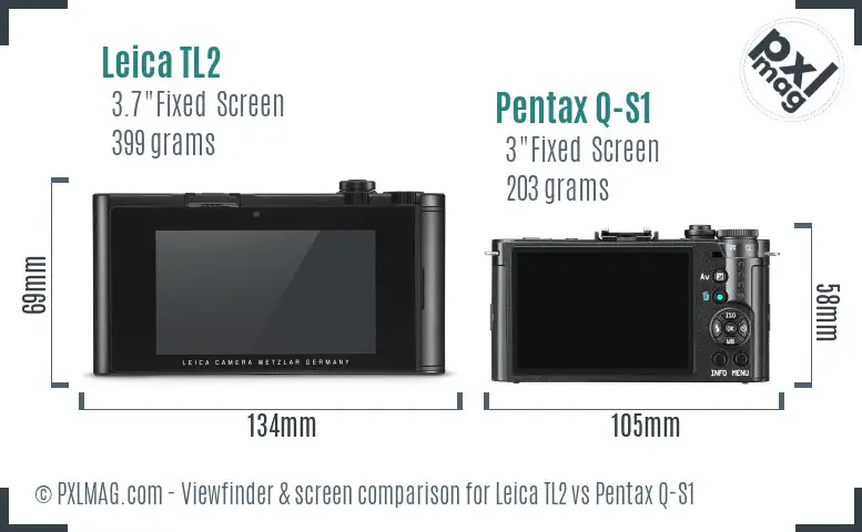 Leica TL2 vs Pentax Q-S1 Screen and Viewfinder comparison