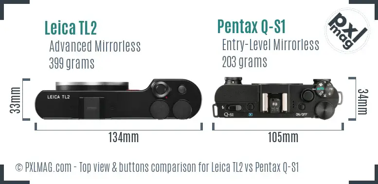 Leica TL2 vs Pentax Q-S1 top view buttons comparison