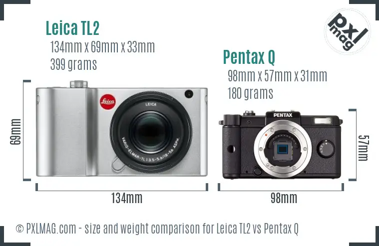 Leica TL2 vs Pentax Q size comparison