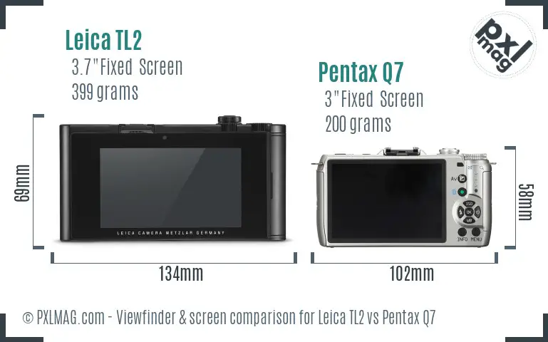 Leica TL2 vs Pentax Q7 Screen and Viewfinder comparison