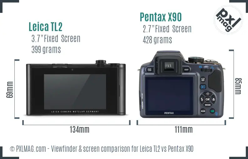 Leica TL2 vs Pentax X90 Screen and Viewfinder comparison