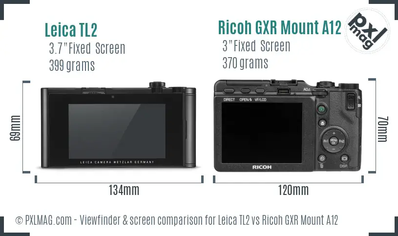 Leica TL2 vs Ricoh GXR Mount A12 Screen and Viewfinder comparison