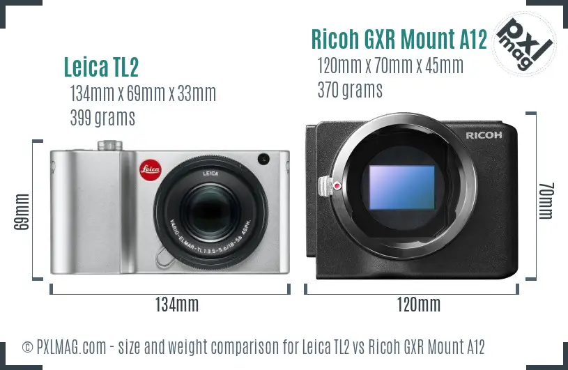 Leica TL2 vs Ricoh GXR Mount A12 size comparison