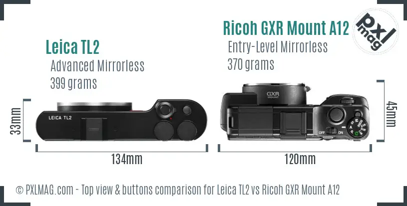 Leica TL2 vs Ricoh GXR Mount A12 top view buttons comparison