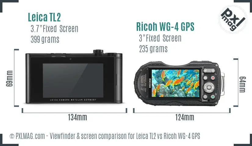 Leica TL2 vs Ricoh WG-4 GPS Screen and Viewfinder comparison