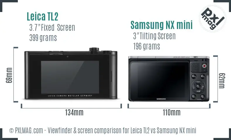 Leica TL2 vs Samsung NX mini Screen and Viewfinder comparison