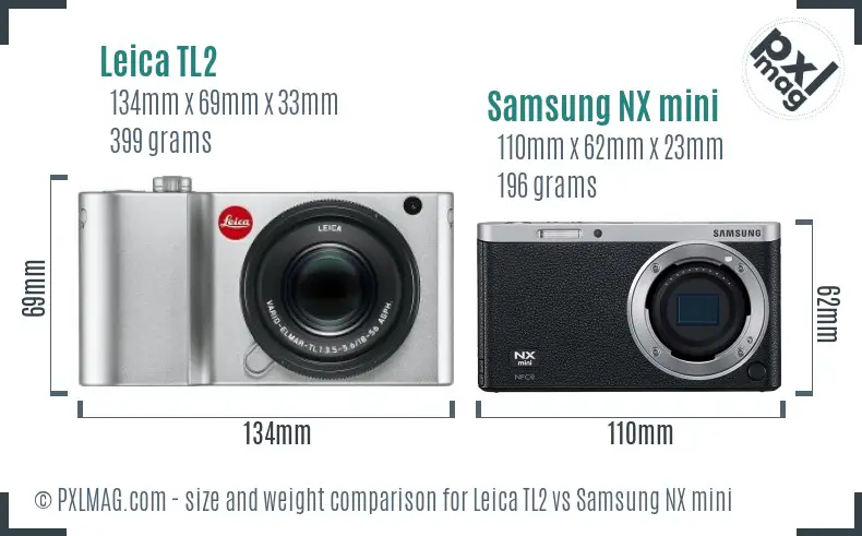 Leica TL2 vs Samsung NX mini size comparison