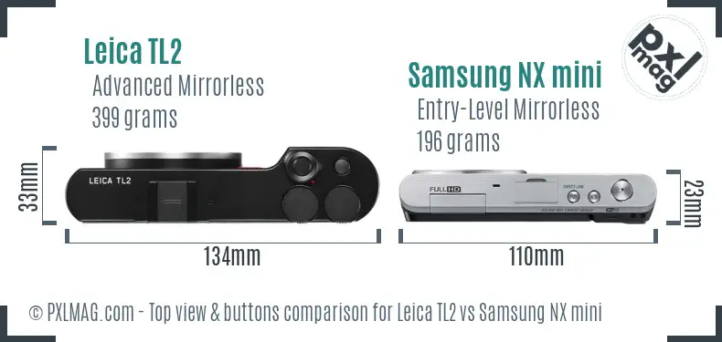Leica TL2 vs Samsung NX mini top view buttons comparison