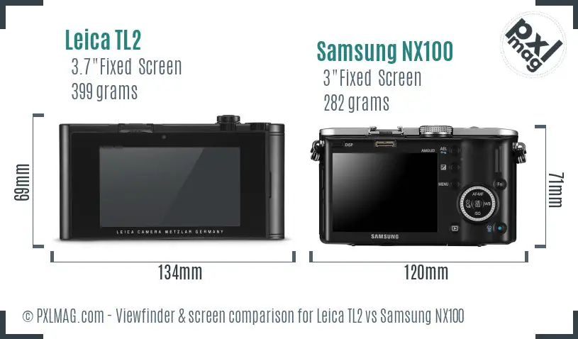 Leica TL2 vs Samsung NX100 Screen and Viewfinder comparison