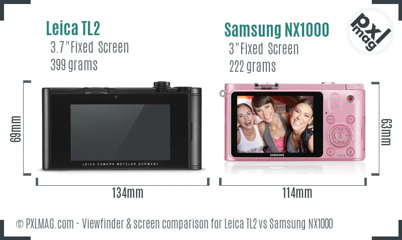 Leica TL2 vs Samsung NX1000 Screen and Viewfinder comparison