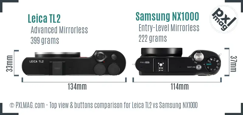 Leica TL2 vs Samsung NX1000 top view buttons comparison