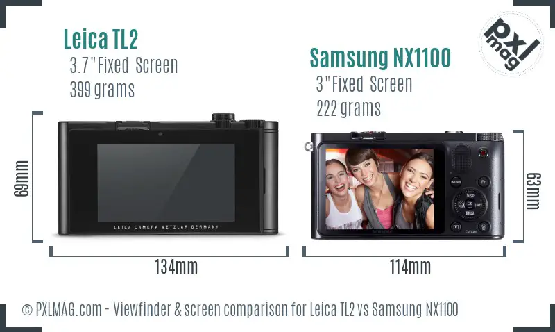 Leica TL2 vs Samsung NX1100 Screen and Viewfinder comparison