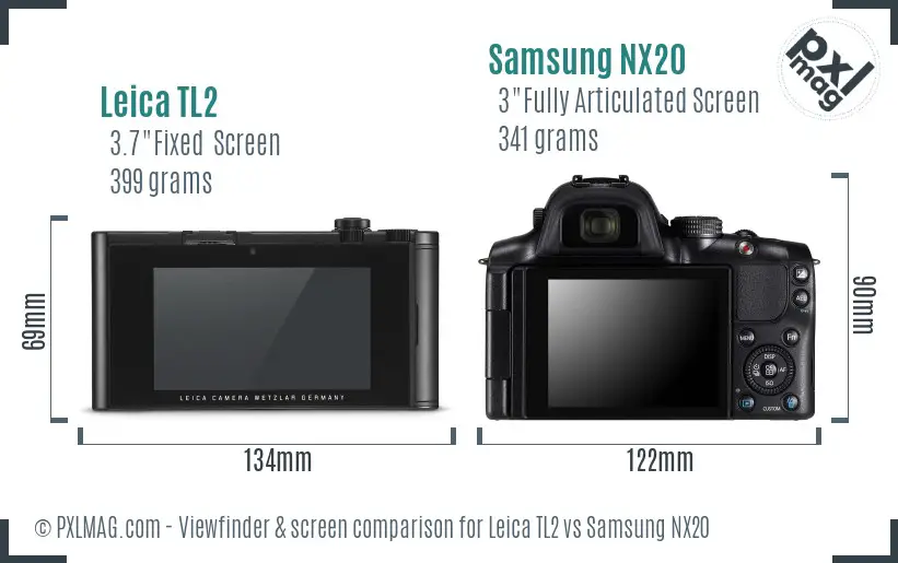 Leica TL2 vs Samsung NX20 Screen and Viewfinder comparison